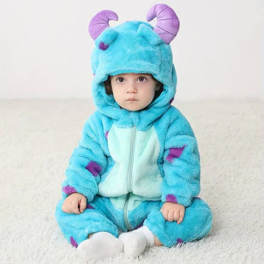 Baby Animal Jumpsuit | Ultra-Soft Fleece | Hooded Design | 3–24 Months