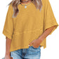 ⏳LAST DAY SALE ONLY ￡9.99!!🔥🌸Women's Solid Color Splicing Loose Five Points Flare Sleeve T-Shirt