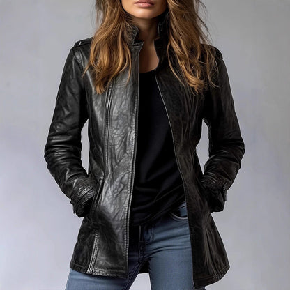 Faux Leather Tailored Jacket