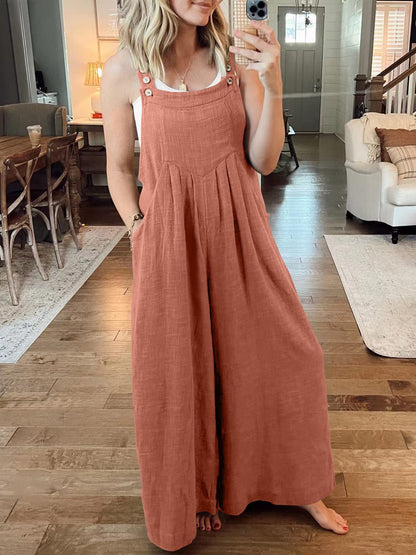 SUMMER SALE-PLUS SIZE WIDE LEG OVERALLS JUMPSUIT