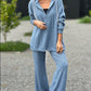 Solid color hooded top & casual trousers set